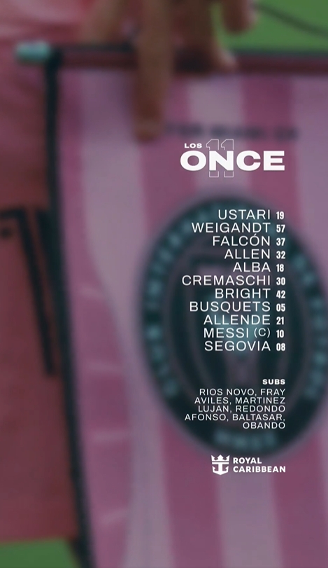 迈阿密国际vs圣何塞地震首发：梅西、阿尔巴首发，苏牙缺阵