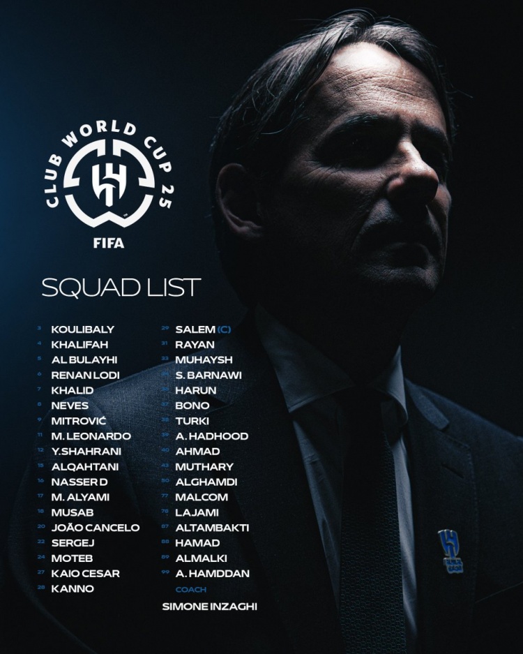 新月世俱杯名单：米特洛维奇、米林科维奇、多萨里、坎塞洛在列