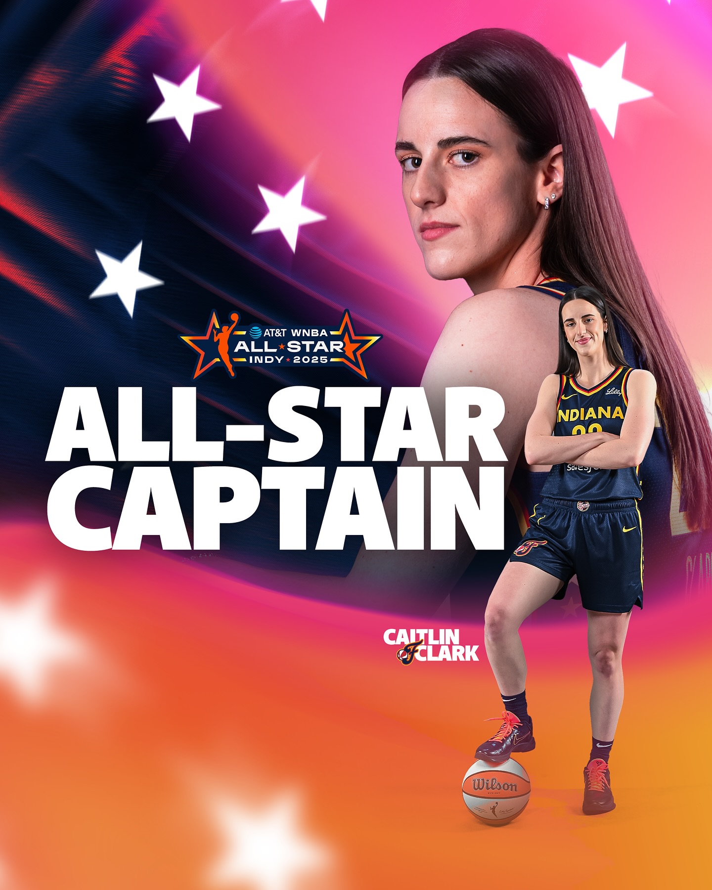 129万票！克拉克连续两年当选WNBA全明星票王 得票数再创历史新高